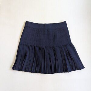 J. Crew Women's Pleated Skirt Size 4 Navy Chiffon Preppy